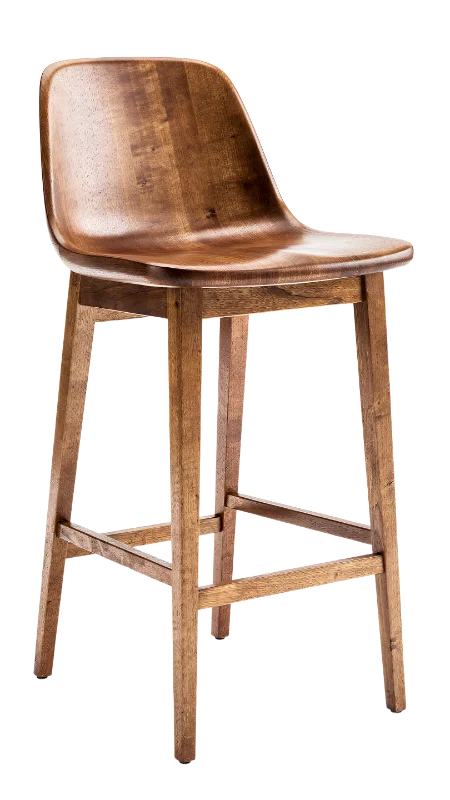 Modern Wooden Bar Stool with Curved Seat — Other transparent PNG image, bar
