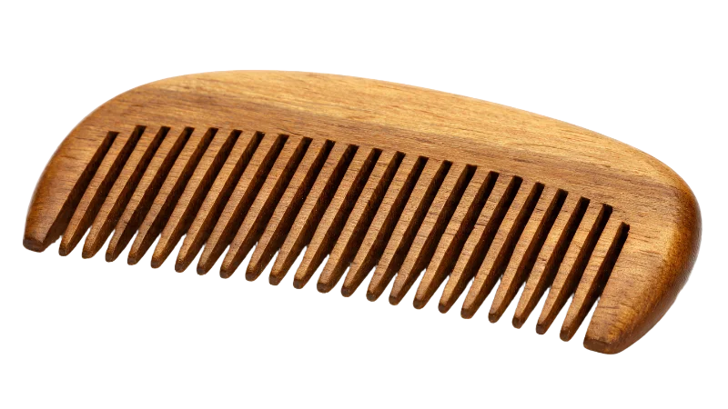 Natural Wooden Hair Comb for Grooming — Lifestyle transparent PNG image, beauty