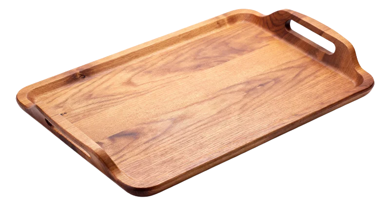 Natural Wooden Serving Tray with Handles — Other transparent PNG image, kitchen