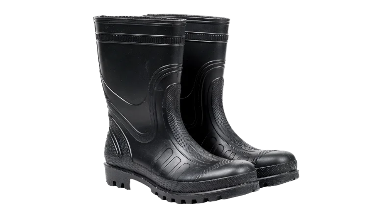 Pair of Black Waterproof Rubber Rain Boots — Other transparent PNG image, black