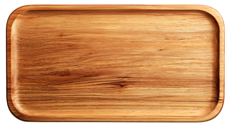 Rectangular Wooden Serving Tray with Natural Grain — Food transparent PNG image, kitchen