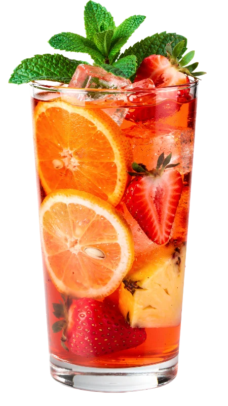 Refreshing Fruit Infused Iced Tea with Fresh Berries and Citrus — Drinks transparent PNG image, beverage