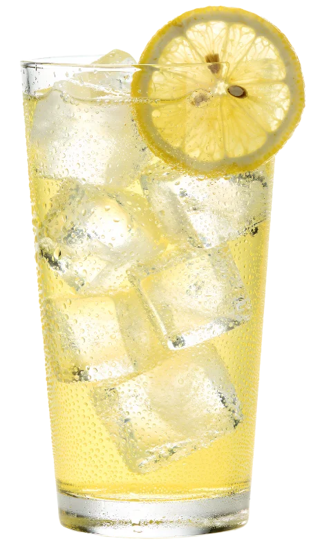 Refreshing Lemonade with Ice Cubes and Lemon Garnish — Drinks transparent PNG image, beverage