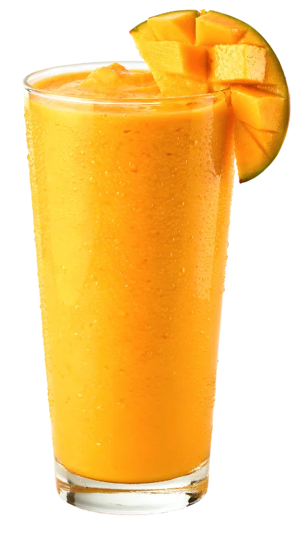 Refreshing Mango Smoothie in a Glass with Fruit Garnish — Drinks transparent PNG image, beverage