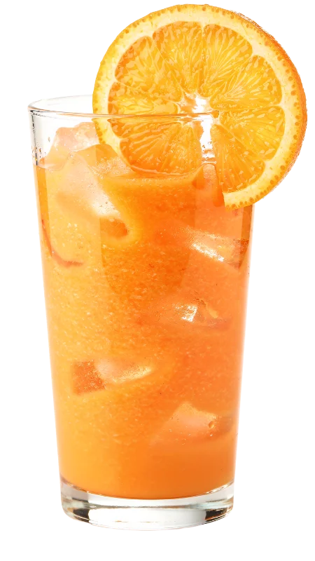 Refreshing Orange Juice with Ice and Fruit Garnish — Drinks transparent PNG image, beverage