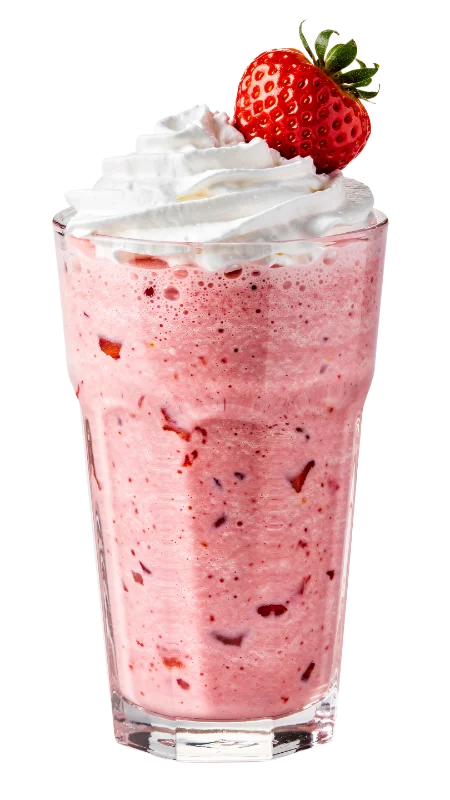 Refreshing Strawberry Milkshake with Whipped Cream — Drinks transparent PNG image, beverage