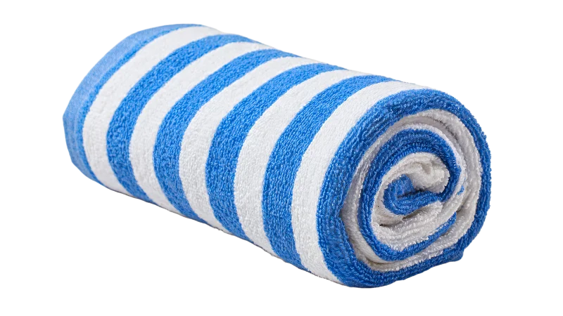 Rolled Blue and White Striped Beach Towel — Other transparent PNG image, beach