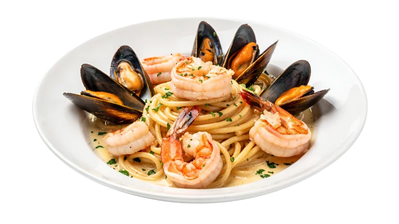 Seafood Pasta with Shrimp and Mussels — Food transparent PNG image, dinner