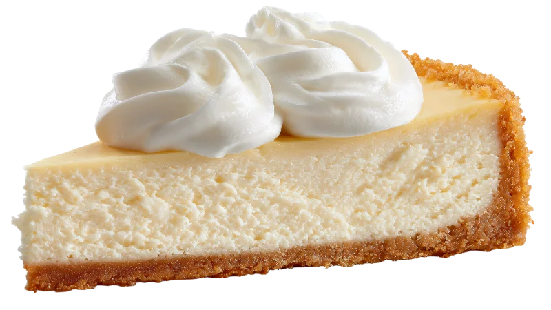 Slice of Creamy New York Cheesecake with Whipped Cream — Food transparent PNG image, bakery