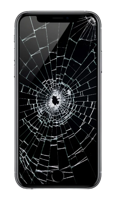 Smartphone with Shattered Screen Display — Technology transparent PNG image, broken
