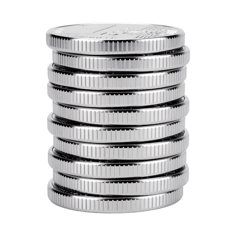 Stack of Shiny Silver Coins — Business transparent PNG image, coins