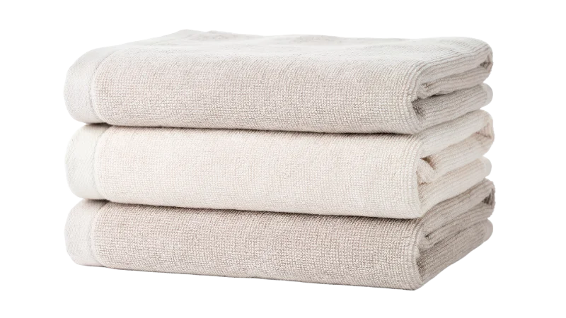 Stack of Soft Beige Cotton Bath Towels — Other transparent PNG image, bath