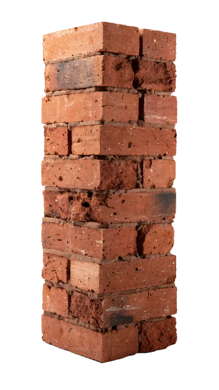 Vertical Stack of Weathered Red Clay Bricks — Buildings and Architecture transparent PNG image, architecture