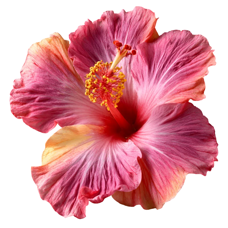 Vibrant Pink and Yellow Tropical Hibiscus Flower — Plants and Flowers transparent PNG image, bloom