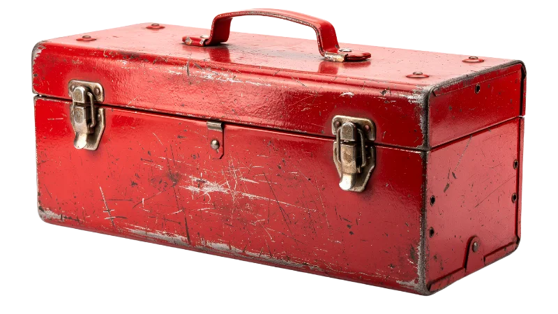 Vintage Red Metal Toolbox — Industry transparent PNG image, construction