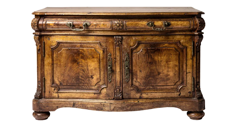 Vintage Wooden Sideboard Cabinet with Ornate Details — Other transparent PNG image, antique