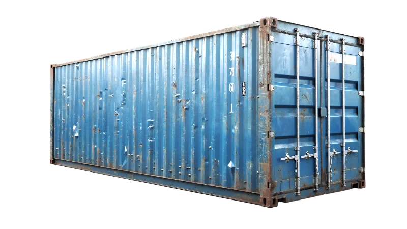Weathered Blue Metal Shipping Container — Industry transparent PNG image, cargo